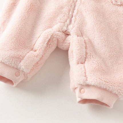 Newborn Girls/Boys Soft Plush-lined Hooded Baby One-Pieces Romper