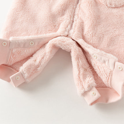 Newborn Girls/Boys Soft Plush-lined Hooded Baby One-Pieces Romper