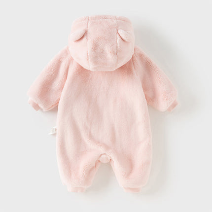 Newborn Girls/Boys Soft Plush-lined Hooded Baby One-Pieces Romper