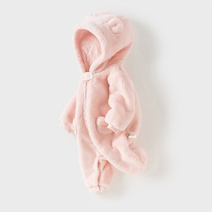 Newborn Girls/Boys Soft Plush-lined Hooded Baby One-Pieces Romper