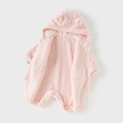Newborn Girls/Boys Soft Plush-lined Hooded Baby One-Pieces Romper