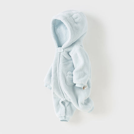 Newborn Girls/Boys Soft Plush-lined Hooded Baby One-Pieces Romper