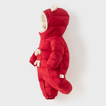 Baby Girls/Boys Winter Festival Red/Pink Outwear Hooded Down Rompers