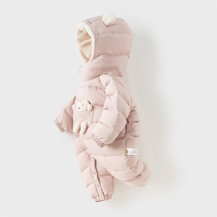 Baby Girls/Boys Winter Festival Red/Pink Outwear Hooded Down Rompers