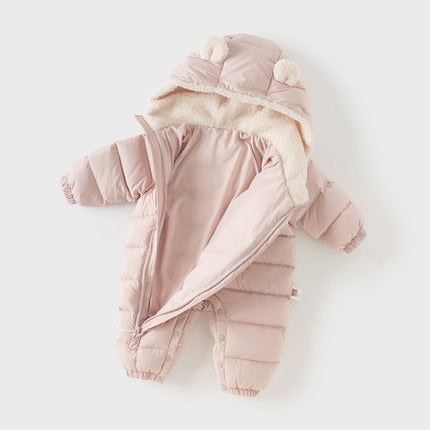 Baby Girls/Boys Winter Festival Red/Pink Outwear Hooded Down Rompers