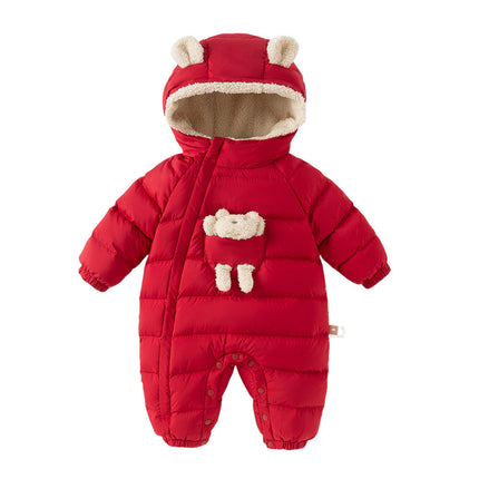 Baby Girls/Boys Winter Festival Red/Pink Outwear Hooded Down Rompers