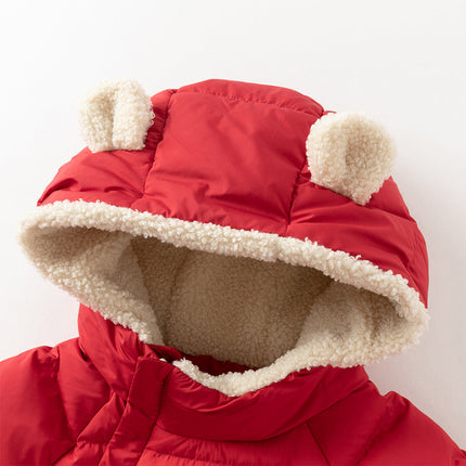 Baby Girls/Boys Winter Festival Red/Pink Outwear Hooded Down Rompers