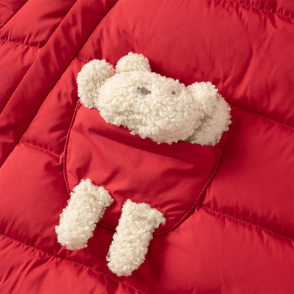 Baby Girls/Boys Winter Festival Red/Pink Outwear Hooded Down Rompers