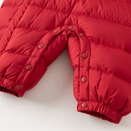 Baby Girls/Boys Winter Festival Red/Pink Outwear Hooded Down Rompers