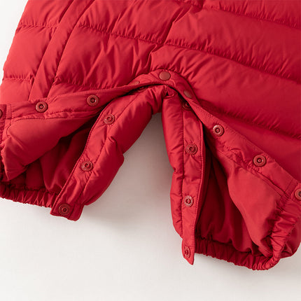 Baby Girls/Boys Winter Festival Red/Pink Outwear Hooded Down Rompers