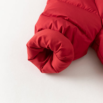 Baby Girls/Boys Winter Festival Red/Pink Outwear Hooded Down Rompers