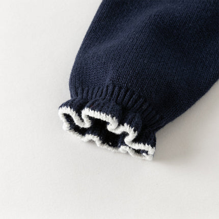 Toddler Girls Navy Blue Lace Turtle Comfortable Sweaters Tops
