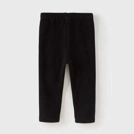 Toddler Girls Breathable Cotton Soft Plush-lined Straight-leg Leggings Pants