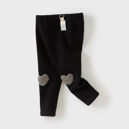 Toddler Girls Breathable Cotton Soft Plush-lined Straight-leg Leggings Pants