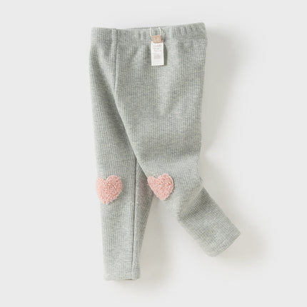 Toddler Girls Breathable Cotton Soft Plush-lined Straight-leg Leggings Pants