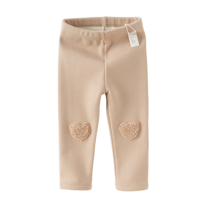 Toddler Girls Breathable Cotton Soft Plush-lined Straight-leg Leggings Pants