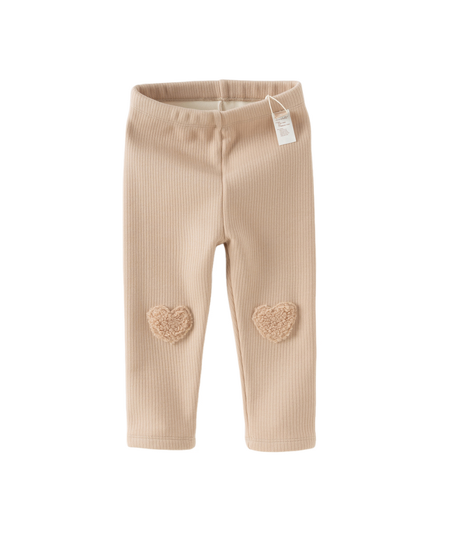 Toddler Girls Breathable Cotton Soft Plush-lined Straight-leg Leggings Pants