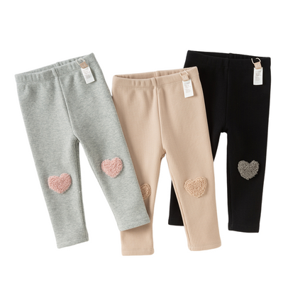 Toddler Girls Breathable Cotton Soft Plush-lined Straight-leg Leggings Pants