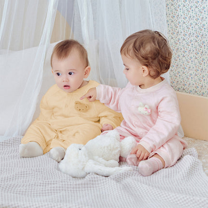 Baby Girls/Boys Charming Pink/Yellow Indoor Soft Rompers