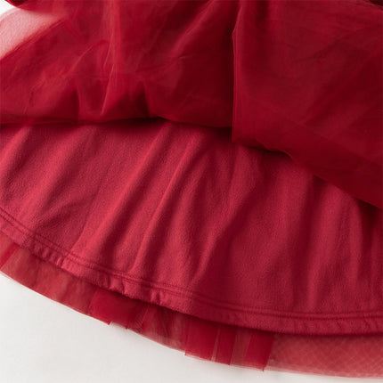 Toddler Girls Cute Red Soft Turtle Cozy A-line Mesh Princess Dress