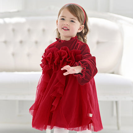 Toddler Girls Cute Red Soft Turtle Cozy A-line Mesh Princess Dress