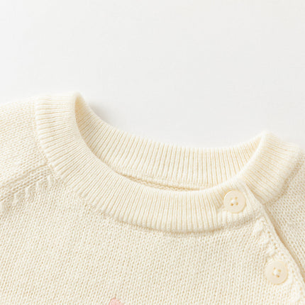 Toddler Girls Soft Knit Cute Red/Beige Sweaters