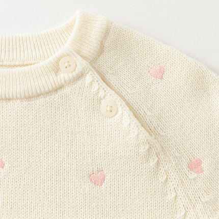 Toddler Girls Soft Knit Cute Red/Beige Sweaters