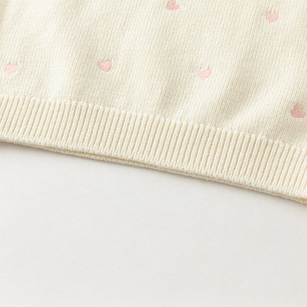 Toddler Girls Soft Knit Cute Red/Beige Sweaters