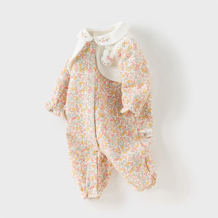 Newborn Girls Sweet Floral Print Breathable Baby One-Pieces Romper