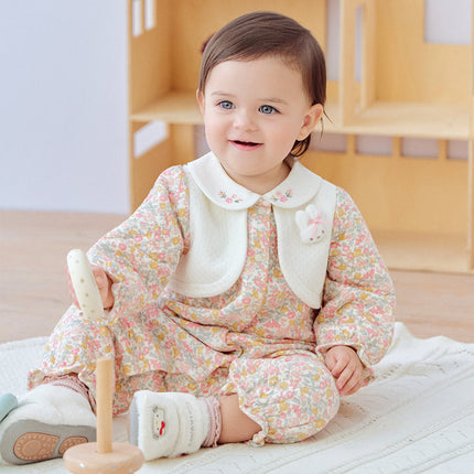 Newborn Girls Sweet Floral Print Breathable Baby One-Pieces Romper