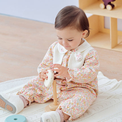 Newborn Girls Sweet Floral Print Breathable Baby One-Pieces Romper