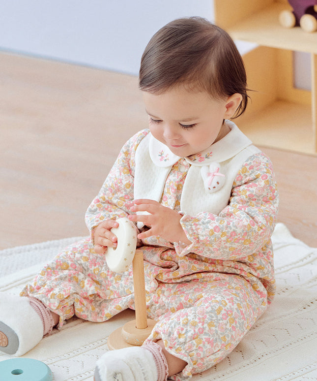 Newborn Girls Sweet Floral Print Breathable Baby One-Pieces Romper