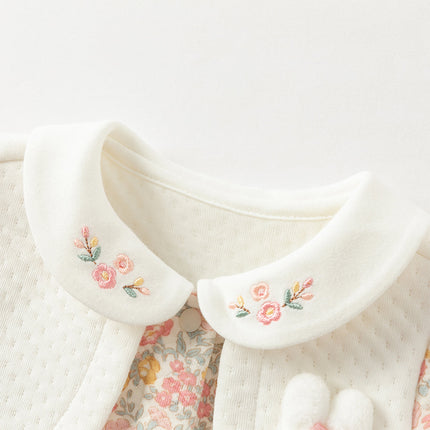 Newborn Girls Sweet Floral Print Breathable Baby One-Pieces Romper