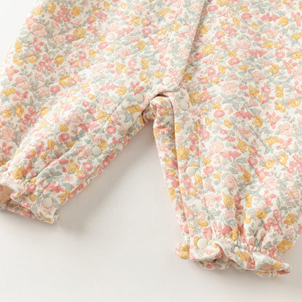 Newborn Girls Sweet Floral Print Breathable Baby One-Pieces Romper