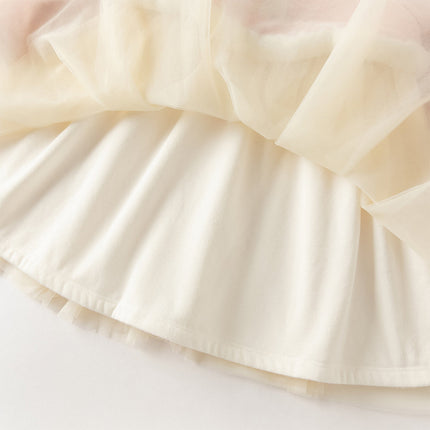 Toddler Girls Elegant Pink Chinese-style Padded A-line Mesh Dress