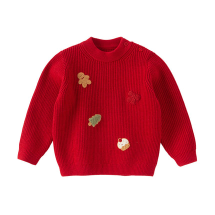 Toddler Girls Festival Dark Red Turtle Long-sleeved Comfortable Sweaters Tops