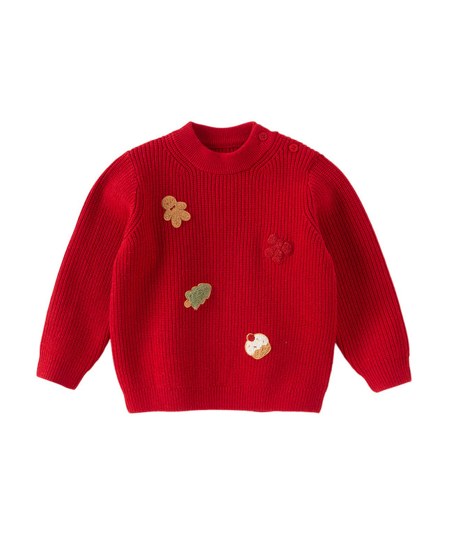 Toddler Girls Festival Dark Red Turtle Long-sleeved Comfortable Sweaters Tops