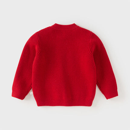 Toddler Girls Festival Dark Red Turtle Long-sleeved Comfortable Sweaters Tops