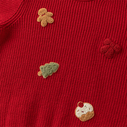Toddler Girls Festival Dark Red Turtle Long-sleeved Comfortable Sweaters Tops
