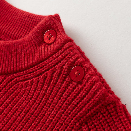 Toddler Girls Festival Dark Red Turtle Long-sleeved Comfortable Sweaters Tops
