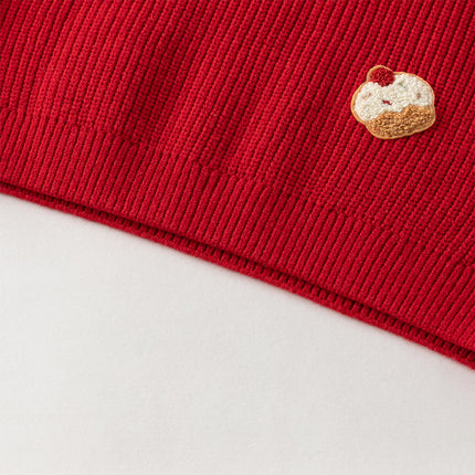Toddler Girls Festival Dark Red Turtle Long-sleeved Comfortable Sweaters Tops