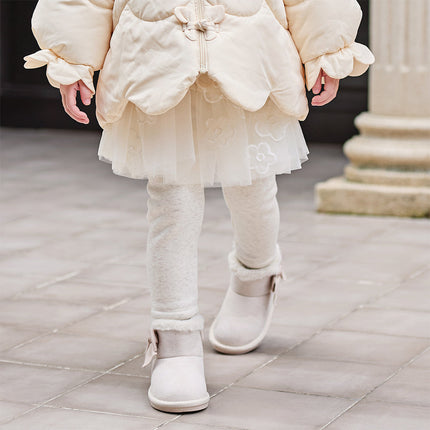 Toddler Girls Elegant White/Dark Grey Mesh Skirt-style Leggings