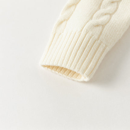 Kids Girls/Boys Versatile Beige/Red Pullover Sweaters