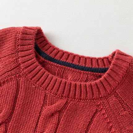 Kids Girls/Boys Versatile Beige/Red Pullover Sweaters