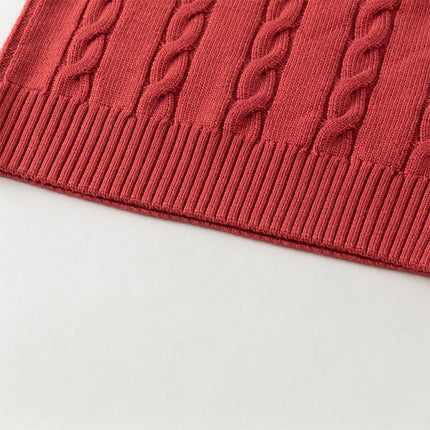 Kids Girls/Boys Versatile Beige/Red Pullover Sweaters
