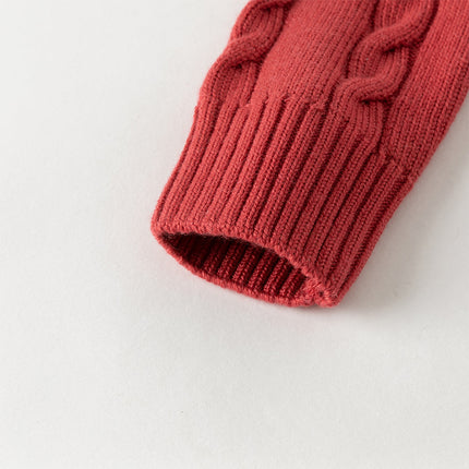 Kids Girls/Boys Versatile Beige/Red Pullover Sweaters