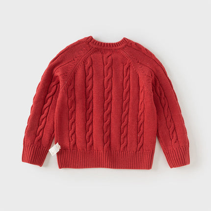 Kids Girls/Boys Versatile Beige/Red Pullover Sweaters