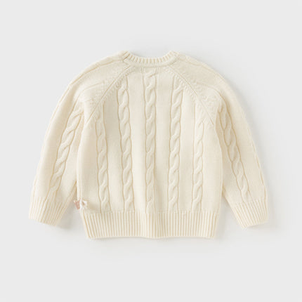 Kids Girls/Boys Versatile Beige/Red Pullover Sweaters