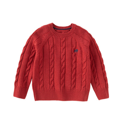 Kids Girls/Boys Versatile Beige/Red Pullover Sweaters