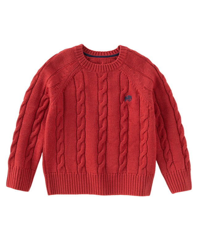 Kids Girls/Boys Versatile Beige/Red Pullover Sweaters